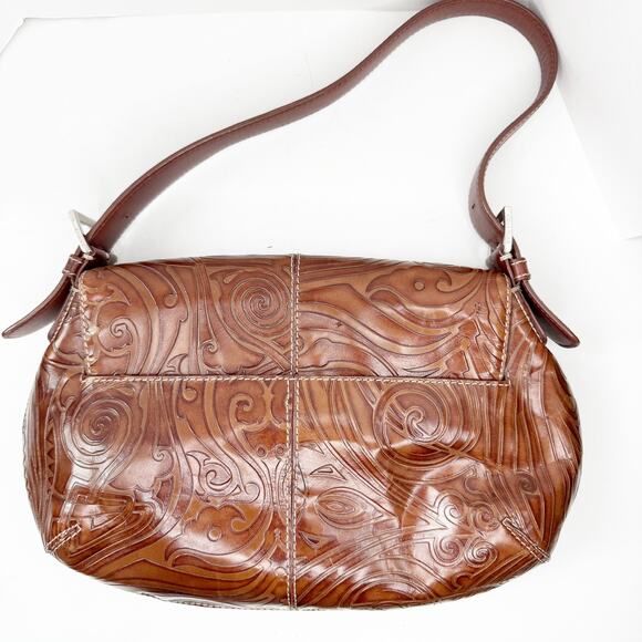 Cole Haan Brown Hand Tooled Leather Shoulder Bag - Picture 2 of 7